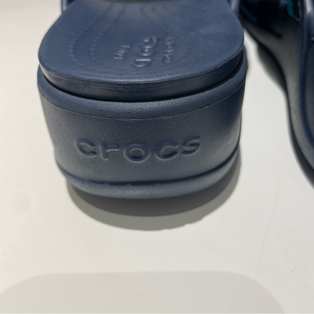 CROCS Monterey Women’s Beaded Stripe Wedge  Blue Sandals - Picture 14 of 15